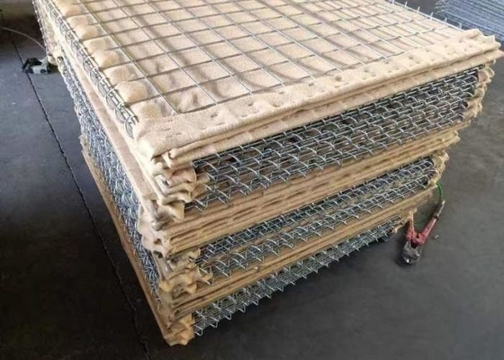 Tan Beige Color Military Barrier Foldable Sand Wall Baskets Hesco Type Gabion